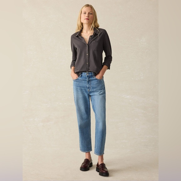 FAHERTY Sunwashed Knit Shirt Washed Black Size Small - Picture 3 of 10